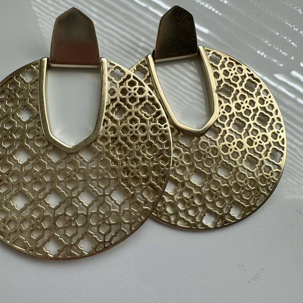 Kendra Scott Diane Gold Filigree Earrings - Picture 2 of 5